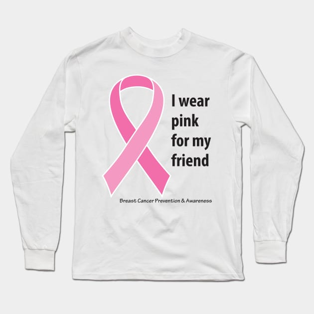 Breast cancer ribbon for friend using black type Long Sleeve T-Shirt by Just Winging It Designs